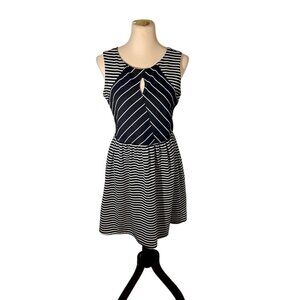 Multi stripe black and white summer dress L